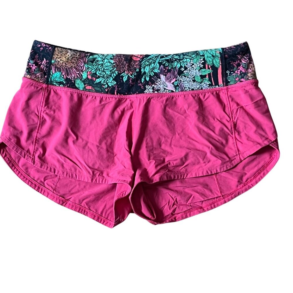 Lululemon Athletica Speed Up Shorts Fuchsia Pink Zen Garden Sz 4, 3" Rare